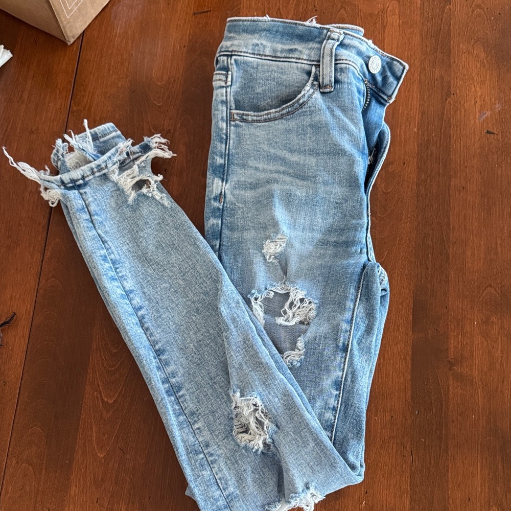 American Eagle Outfitters Ripped Light Blue Skinny Jeans